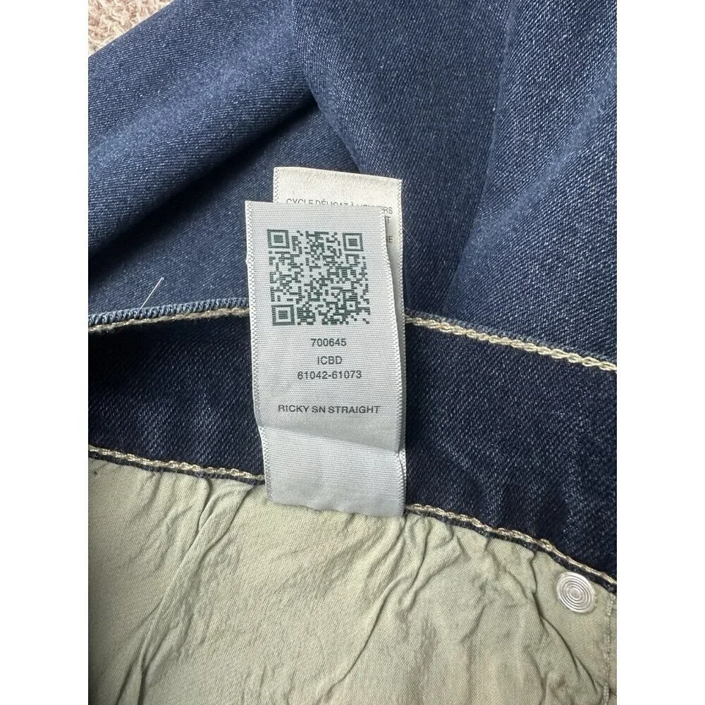 True Religion Ricky SN Flap Straight Jeans Men’s 33 Blue NWT $159